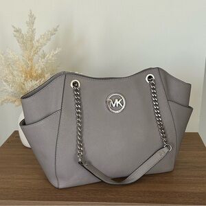 Michael Kors Silver-Gray Chain Strap Tote